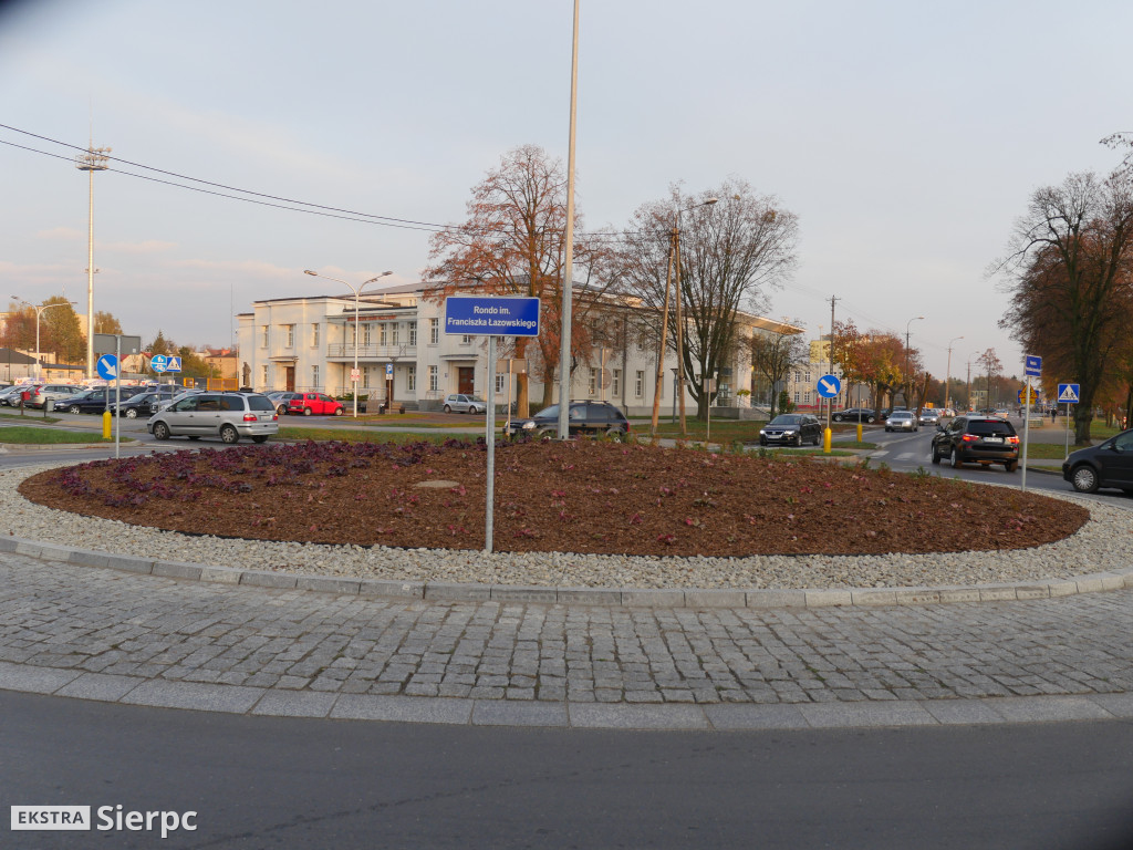 Nasadzenia na rondzie Łazawskiego