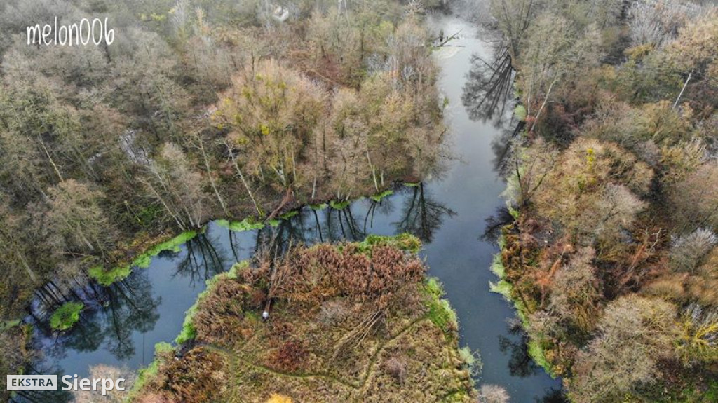 Sierpienica i przyroda w jesiennych barwach z lotu ptaka